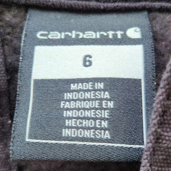 CARHARTT Kids Fleece Hoodie Size 6 Black Pullover Jacket Front Pocket Logo - Picture 7 of 12